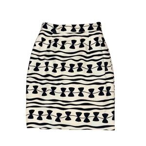 Louis Feraud Vintage Black Cream Kite String Print Linen Blend Pencil Skirt - 4